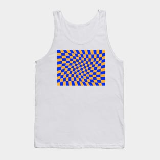 Twisted Checkered Square Pattern - Orange & Blue Tank Top